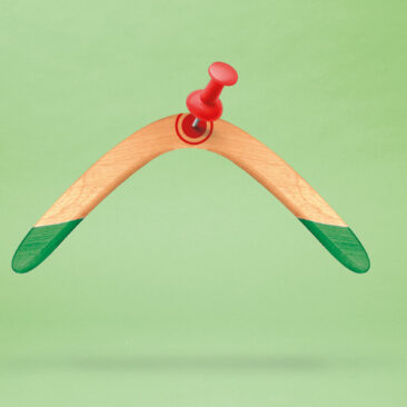 cover Boomerang: un boomerang avec un pin, le centre commercial est l'adresse shopping idéal